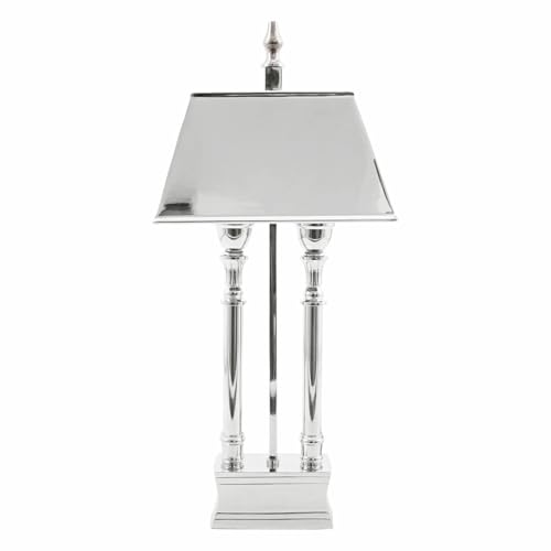 LOBERON Tischlampe Pantin, für zwei Glühlampen, aus edel glänzendem Metall, mit Antiksilber-Finish, Tischleuchte, Messing, silber von Loberon
