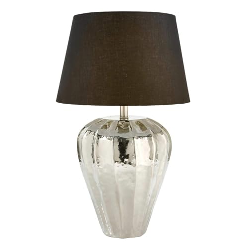 LOBERON Tischlampe Zephyrton, Glänzender Fuß mit Spiegelnder Oberfläche, Reizvolle Guss-Struktur, Dunkler Stoffschirm, Tischleuchte, Aluminiumguss, Baumwolle, silber/schwarz LOBERON Tischlampe Zephyrton, Glänzender Fuß mit Spiegelnder Oberfläche, Reizvolle Guss-Struktur, Dunkler Stoffschirm, Tischleuchte, Aluminiumguss, Baumwolle, silber/schwarz von Loberon