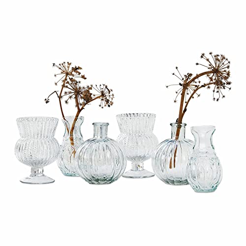 LOBERON Vase 6er Set Amber, handgefertigt, unterschiedliche Designs im Set, nostalgischer Stil, romantischer Charme, Dekoration, Glas, klar von Loberon