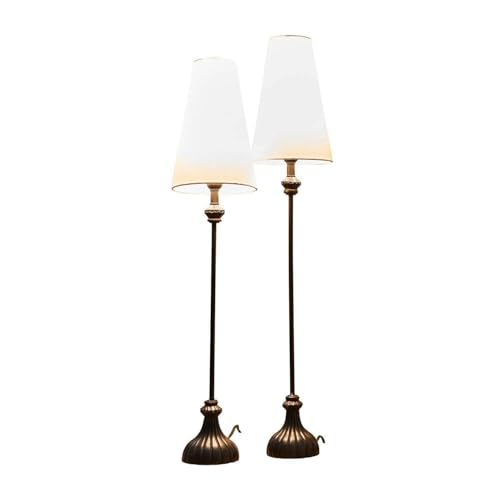 LOBERON Tischlampe 2er Set Ambrosse, Eisen, Mangoholz, Baumwolle, H/Ø ca. 82/16.5 cm, schwarz/creme von Loberon