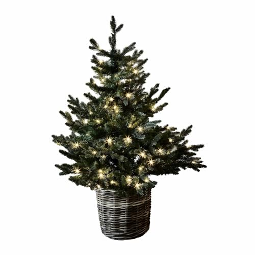 Loberon Deko-Baum Mantilly, Christbaum mit LEDs, immergrün, naturnahes Design, Deko-Tanne, Weihnachtsdeko, Weihnachten, Polypropylen, PVC, Eisen, grün von Loberon