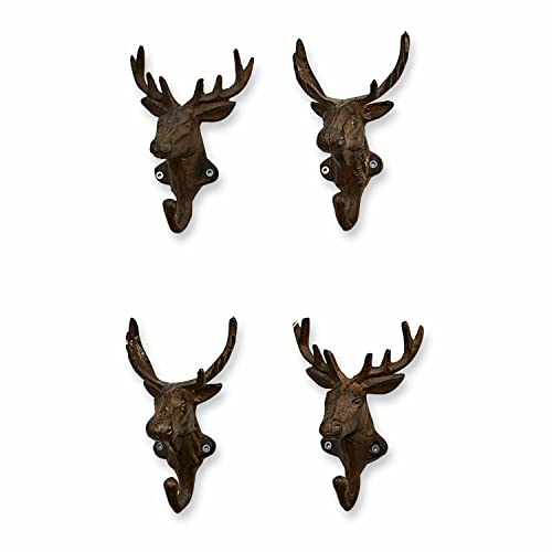 Loberon Haken 4er Set Deer, Gusseisen, H/B/T ca. 11/17,5/7 cm, antikbraun von Loberon