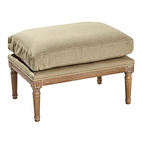 Loberon Hocker Greenbrier, edles Antik-Finish, nostalgische Anmutung, Zeitloser Chic, Sitzgelegenheit, Polstersessel, Eschenholz, Polyester, Baumwolle, antikbraun/beige von Loberon