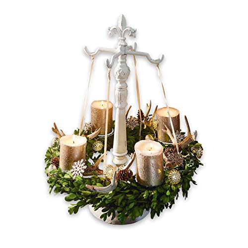 Loberon Kranzständer Antwan, Adventskranzständer, Antik-Finish, Advent, Weihnachtsdekoration, Weihnachten, Gusseisen, antikweiß von Loberon