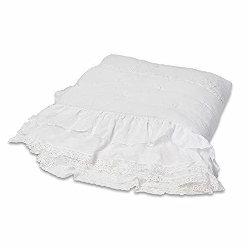 Loberon Quilt Pittefaux, mit Ornamenten, Stickereien und Rüschen veredelt, weiche Wattierung, Romantik-Look, Schlafzimmertextilien, Tagesdecke, Baumwolle, Polyester, weiß von Loberon