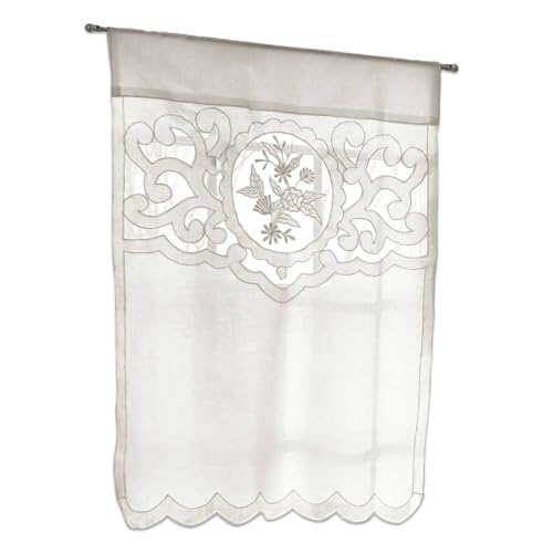 Loberon Scheibengardine Eleyn, Zauberhafte Stickereien im Richelieu-Stil, Klassischer Wellenabschluss, Tunnelzug, Fensterdekoration, Sichtschutz, Baumwolle, weiß von Loberon