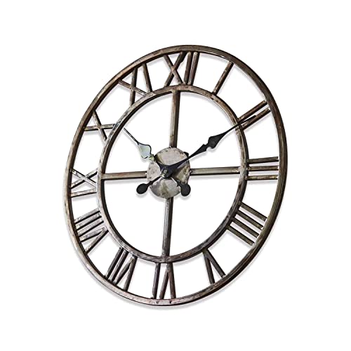 Loberon Uhr Vigo, Industrial-Style, ohne Rückwand, modernes Quarzuhrwerk, Wanddekoration, Wohn-Accessoire, Eisen, Kunststoff, antikschwarz von Loberon