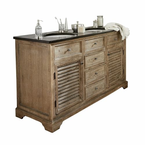 Loberon® Waschtisch Malmaison, Eichenholz/Naturstein, H/B/T ca. 86/150 / 55 cm, Graubraun, braun/schwarz von Loberon