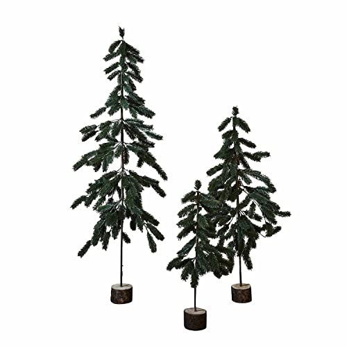 Loberon Weihnachtsbaum 3er Set Lorin, Verschiedene Größen, Kunstnadel-Baum, Deko-Tanne, Weihnachtsdeko, Weihnachten, Kiefernholz, Eisen, Kunststoff, grün von Loberon