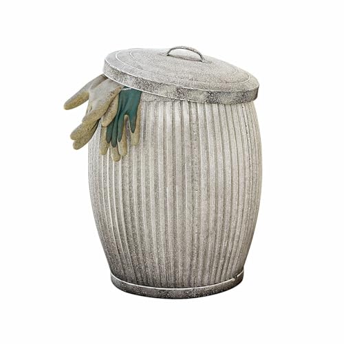 Loberon Abfalleimer Vex, mit schöner Riffelstruktur, handgefertigt, Gartenzubehör, Gartenhelfer, Gartenabfälle, Mülleimer, Eisen, antikweiß von Loberon
