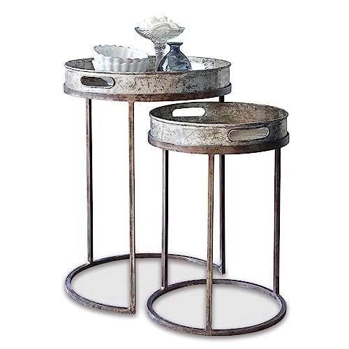 Loberon Beistelltisch 2er Set Saint Mark, Zwei Größen, ineinander schiebbar, abnehmbare Tabletts, mit Antik-Finish, Beistellmöbel, Abstelltisch, Eisen, antiksilber Loberon Beistelltisch 2er Set Saint Mark, Zwei Größen, ineinander schiebbar, abnehmbare Tabletts, mit Antik-Finish, Beistellmöbel, Abstelltisch, Eisen, antiksilber von Loberon