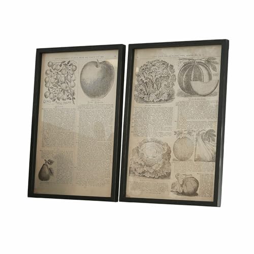 Loberon Bild 2er Set Bravent, Klassischer Botanikdruck, Nostalgischer Charme, Wanddekoration, Wohn-Accessoires, Wandschmuck, Kiefernholz, schwarz/weiß von Loberon