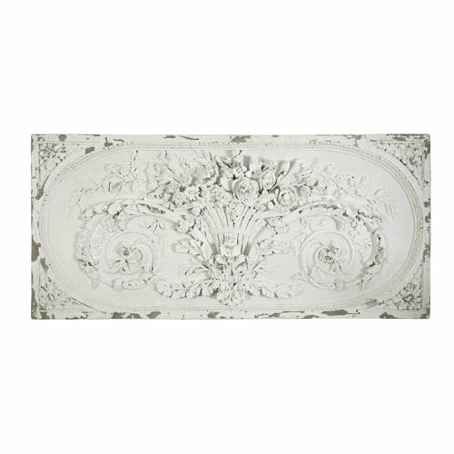 Loberon Deko-Paneel Rêveresque, Barocke Ornamentik, Kunstvoll von Hand Gefertigt, Shabby-Chic, Wandschmuck, Wandobjekt, Wanddekoration, Polyresin, Eisen, antikweiß von Loberon