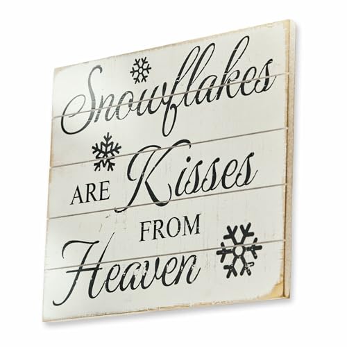 Loberon Dekoboard Snowflakes, Winter-Design, Shabby-Chic, Wohn-Accessoire, Weihnachtsdekoration, Weihnachten, MDF, Jute, weiß/braun von Loberon