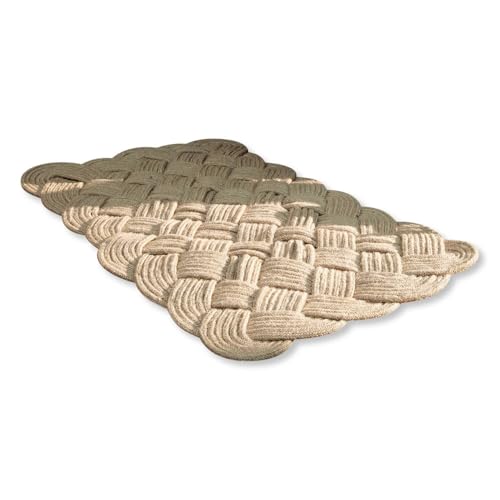 Loberon Fußmatte Harman, Dekoratives Flechtmuster, Robust & Langlebig, Indoor & Outdoor geeignet, 60x90 cm, Wohntextilien, Wohn-Accessoire, Jute, beige von Loberon