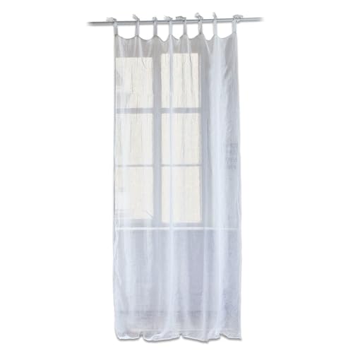 Loberon Gardine Sommevoire, Vorhang mit hübschen Biesen, Anbringung durch dekorative Bindebänder, Sichtschutz, Fensterdekoration, Leinen, weiß von Loberon
