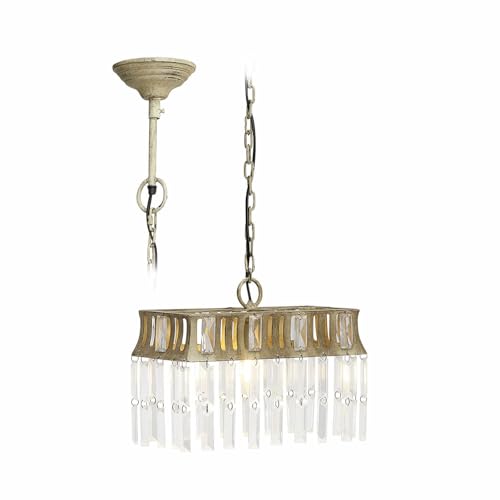 Loberon Hängelampe Ocean, Jugendstil-Design, Aufwendig Geschliffene Glasprismen, mit Antik-Finish, Faszinierende Lichtreflexe, Hängeleuchte, Eisen, Glas, antikcreme von Loberon