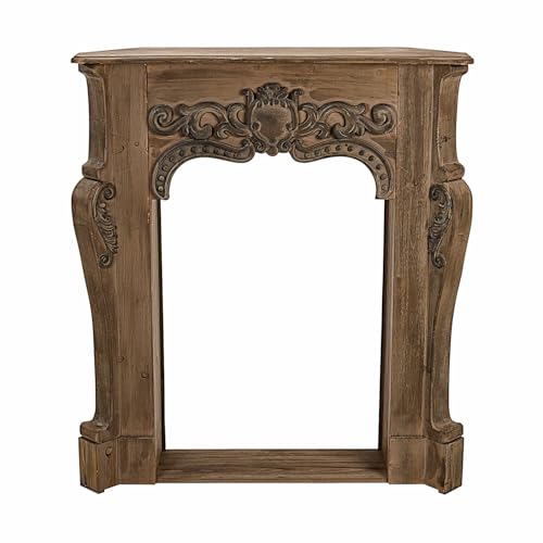 Loberon Kaminkonsole Emporia braun - Deko aus Lasiertem Tannenholz - Detaillierte Ornamente aus Polyresin - Handgefertigt - Landhausstil von Loberon