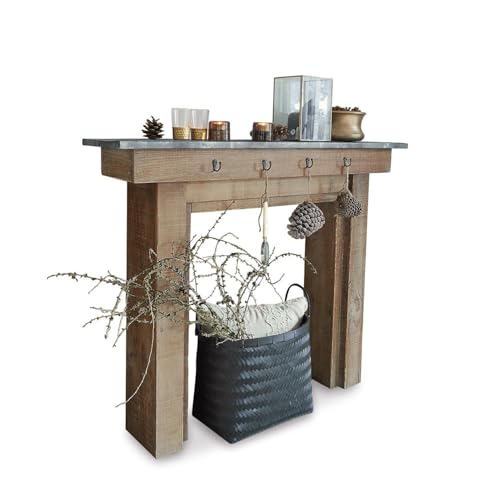 Loberon Kaminkonsole Lesterby, Landhaus-Stil, mit Stabilen Haken für Dekorationen, Kaminumrandung, Wohn-Accessoire, Kiefernholz, Eisen, braun/grau Loberon Kaminkonsole Lesterby, Landhaus-Stil, mit Stabilen Haken für Dekorationen, Kaminumrandung, Wohn-Accessoire, Kiefernholz, Eisen, braun/grau von Loberon