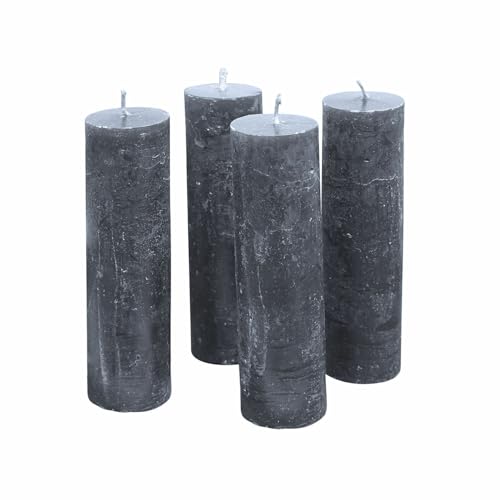 Loberon Kerze 4er Set Muriel, von Hand gefertigt, Lange Brenndauer, Adventskerzen, Adventskranz, Stumpenkerzen, Paraffinwachs, anthrazit Loberon Kerze 4er Set Muriel, von Hand gefertigt, Lange Brenndauer, Adventskerzen, Adventskranz, Stumpenkerzen, Paraffinwachs, anthrazit von Loberon