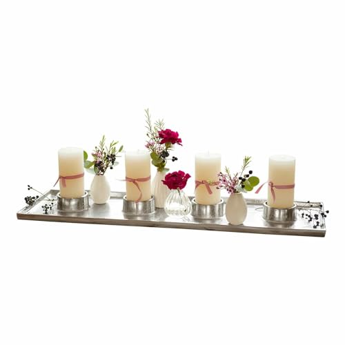 Loberon Kerzenhalter Mareuil, handgefertigt, mit Vier Kerzen-Einsätzen, zeitlos klassisches Design, Weihnachten, Advent, Dekoration, Aluminiumguss, Silber Loberon Kerzenhalter Mareuil, handgefertigt, mit Vier Kerzen-Einsätzen, zeitlos klassisches Design, Weihnachten, Advent, Dekoration, Aluminiumguss, Silber von Loberon