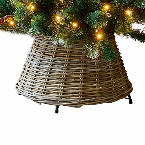 Loberon Korb Kiente | Christbaumständer aus Rattan für Weihnachtsbaum | Weihnachen | H/Ø ca. 27/50 cm, beige von Loberon