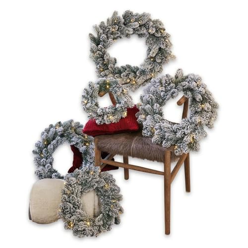 Loberon Kranz 5er Set Ellaria, unterschiedliche Größen, naturnahes Design, integrierte Lichterkette, festliches Wohnaccessoire, Weihnachtsdekoration, Weihnachten, Kunststoff, grün/weiß Loberon Kranz 5er Set Ellaria, unterschiedliche Größen, naturnahes Design, integrierte Lichterkette, festliches Wohnaccessoire, Weihnachtsdekoration, Weihnachten, Kunststoff, grün/weiß von Loberon