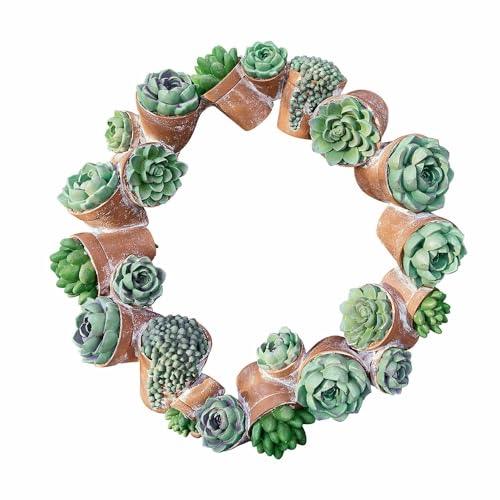 Loberon Kranz Junit, immergrüne Dekoration, von Hand bemalt, Sukkulenten-Nachbildungen, Outdoor, Gartendeko, Türkranz, Polyresin, grün/braun Loberon Kranz Junit, immergrüne Dekoration, von Hand bemalt, Sukkulenten-Nachbildungen, Outdoor, Gartendeko, Türkranz, Polyresin, grün/braun von Loberon