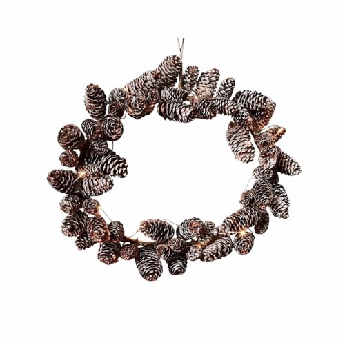 Loberon LED-Kranz Crane, echte Zapfen, festlich arrangert, Advent, Weihnachtsdekoration, Weihnachten, Kiefernzapfen, Eisen, braun von Loberon
