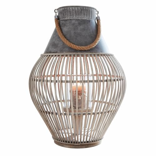 Loberon Laterne Luitré, Angesagter Boho-Style, handgefertigtes Design, Robustes Aufhängeseil aus Jute, Outdoorlaterne, Zink, Glas, Bambus, braun/grau Loberon Laterne Luitré, Angesagter Boho-Style, handgefertigtes Design, Robustes Aufhängeseil aus Jute, Outdoorlaterne, Zink, Glas, Bambus, braun/grau von Loberon