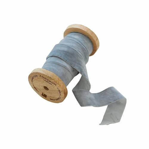 Loberon Samtband Andaris, einseitiger Flor, 1 m langes Schmuckband, Dekoration, Geschenkverpackung, Viskose, Polyester, Mangoholz, blau von Loberon