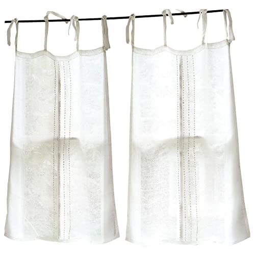 Loberon Scheibengardine 2er Set Gaulette, mit romantischen Stickereien, Dekorative Bindebänder, Sichtschutz, Fensterdekoration, Leinen, Creme Loberon Scheibengardine 2er Set Gaulette, mit romantischen Stickereien, Dekorative Bindebänder, Sichtschutz, Fensterdekoration, Leinen, Creme von Loberon