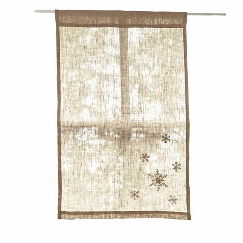 Loberon Scheibengardine Ruspi, mit festlicher Schneeflocken-Stickerei, lichtdurchlässig, weihnachtliche Textilien, Weihnachtsstimmung, Weihnachtsdeko, Weihnachten, leinen von Loberon