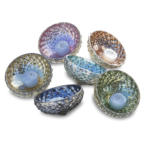 Loberon Schwimmwindlicht Set Leela - Deko Windlicht Glas - Mundgeblasen - Gartendeko Für Offene Wasseroberflächen - 6 Windlichter In Unterschiedlichen Farben von Loberon