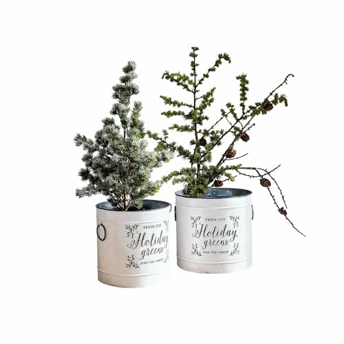 Loberon Übertopf 2er Set Holiday Greens, Zwei Größen, liebevoll bemalt, wundervolle Winterstimmung, Country-Look, Blumentopf, Pflanzengefäß, Eisen, weiß/grau Loberon Übertopf 2er Set Holiday Greens, Zwei Größen, liebevoll bemalt, wundervolle Winterstimmung, Country-Look, Blumentopf, Pflanzengefäß, Eisen, weiß/grau von Loberon