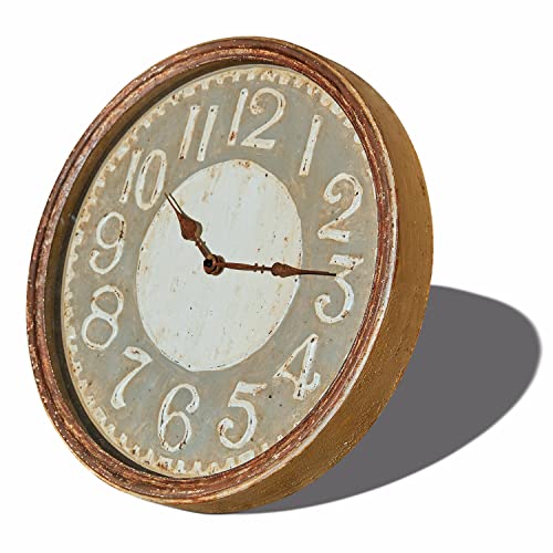 Loberon Uhr Loups, Eisen, T/Ø ca. 5.5/40 cm, beige/braun von Loberon
