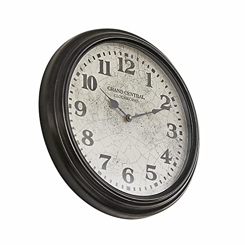 Loberon Uhr Millington, antikschwarz, Eisen, Glas, T/Ø ca. 5.5/42 cm, antikschwarz von Loberon