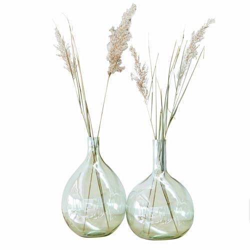 Loberon Vase 2er Set Erlunda, mundgeblasen, Zwei Formen, dezenter Schimmer, Wohn-Accessoires, Dekoration, Glas, grün von Loberon