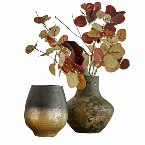 Loberon Vase 2er Set Ricky, mundgeblasen, rustikales Finish, Zwei unterschiedliche Formen, Dekoration, Wohnaccessoires, Glas, schwarz/grün/Gold Loberon Vase 2er Set Ricky, mundgeblasen, rustikales Finish, Zwei unterschiedliche Formen, Dekoration, Wohnaccessoires, Glas, schwarz/grün/Gold von Loberon