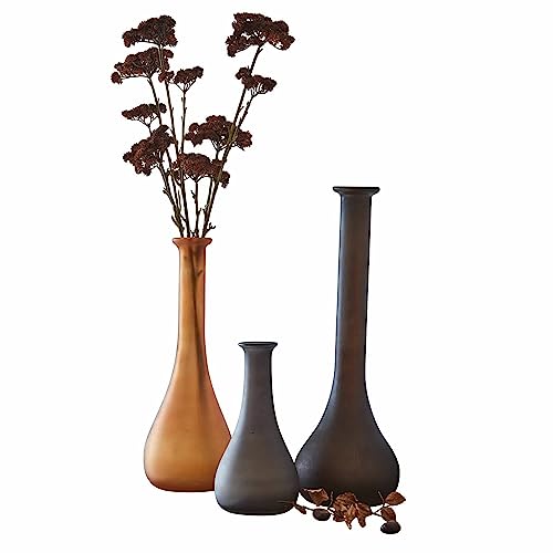 Loberon Vase 3er Set Brethon, unterschiedliche Größen, harmonisches Farbspiel, Milchglas mit rauer Oberfläche, Blumenvasen, Wohnaccessoires, Glas, bunt von Loberon
