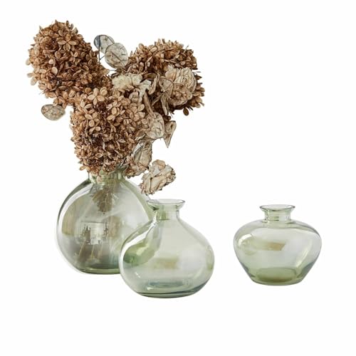 Loberon Vase 3er Set Caleb, Verschiedene Größen, Klassische Optik, fein getönt, Blumenvase, Wohn-Accessoires, Wohndekoration, Glas, grün von Loberon