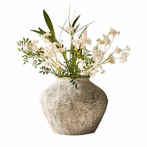 Loberon Vase Champs Antikgrau - Kunststein - Zimmer Deko für Trockenblumen & Blumen - Handgemachtes Antik-Finish - 30cm & ø36cm von Loberon