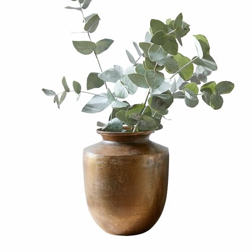 Loberon Vase Toulane, Antike Form, Klassisches Design, Subtile Textur, Blumenvase, Pflanzengefäß, Aluminiumguss, antikmessing von Loberon