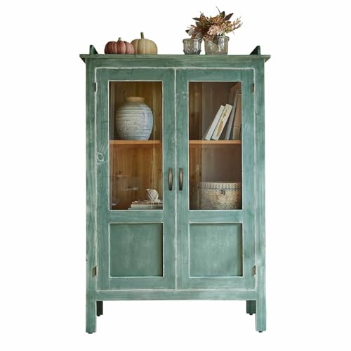Loberon Vitrine Nouvellese, Nostalgisches Flair, Feine Maserung, Verstellbare Einlegeböden, Schrank, Vitrinenschrank, Glas, Kiefernholz, Eisen, grün/braun Loberon Vitrine Nouvellese, Nostalgisches Flair, Feine Maserung, Verstellbare Einlegeböden, Schrank, Vitrinenschrank, Glas, Kiefernholz, Eisen, grün/braun von Loberon