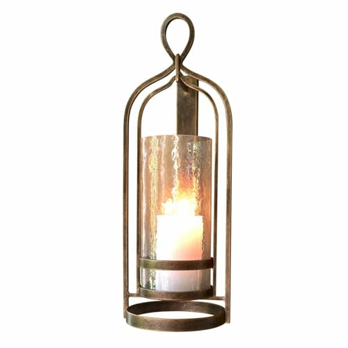 Loberon Wandkerzenhalter Biserre, Zeitlose Eleganz, Glas mit Gehämmerter Oberfläche, Hochwertiger Materialmix, Dekoration, Wohn-Accessoire, Eisen, antikgold/klar von Loberon