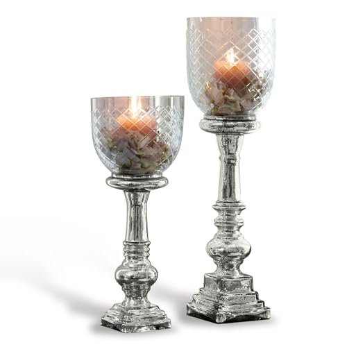 Loberon Windlicht 2er Set Layci, majestätische Wirkung, feiner Rautenschliff, Antik-Finish, Kerzenhalter, für Teelichter oder Stumpenkerzen, Glas, Silber/klar Loberon Windlicht 2er Set Layci, majestätische Wirkung, feiner Rautenschliff, Antik-Finish, Kerzenhalter, für Teelichter oder Stumpenkerzen, Glas, Silber/klar von Loberon