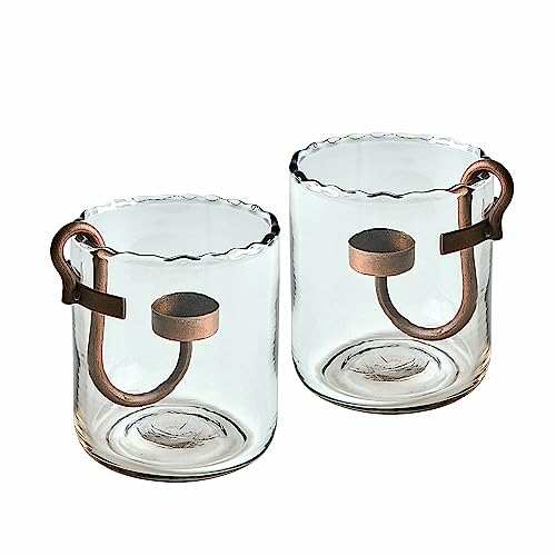 Loberon Windlicht 2er Set Lynn, Mundgeblasen, Kerzenhalterung Herausnehmbar, Individuell Dekorierbar, für Stumpenkerzen & Teelichter, Wohn-Accessoires, Glas, Eisen, klar/antikschwarz Loberon Windlicht 2er Set Lynn, Mundgeblasen, Kerzenhalterung Herausnehmbar, Individuell Dekorierbar, für Stumpenkerzen & Teelichter, Wohn-Accessoires, Glas, Eisen, klar/antikschwarz von Loberon