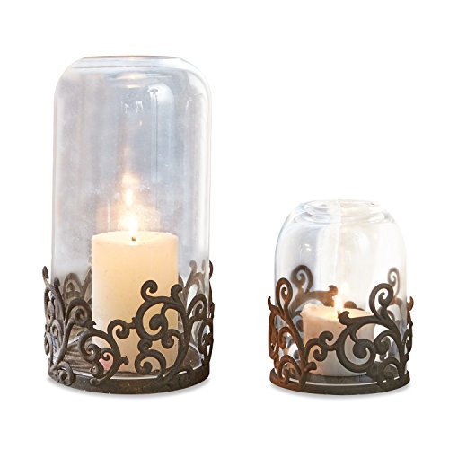 Loberon Windlicht 2er Set Mala, Zwei Größen, Romantisch Geschwungene Ornamente, Nostalgie-Charme, für Teelichter oder Stumpenkerzen, Kerzenhalter, Glas, Stahl, klar/antikbraun Loberon Windlicht 2er Set Mala, Zwei Größen, Romantisch Geschwungene Ornamente, Nostalgie-Charme, für Teelichter oder Stumpenkerzen, Kerzenhalter, Glas, Stahl, klar/antikbraun von Loberon