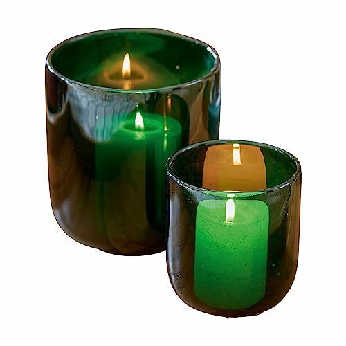 Loberon Windlicht 2er Set Theodor, Zwei Größen, mundgeblasen, Intensive Farbgebung, für Teelichter oder Stumpenkerzen, Wohn-Accessoires, Glas, grün Loberon Windlicht 2er Set Theodor, Zwei Größen, mundgeblasen, Intensive Farbgebung, für Teelichter oder Stumpenkerzen, Wohn-Accessoires, Glas, grün von Loberon