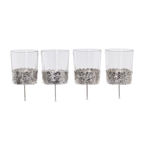 Loberon Windlicht 4er Set Pinelle, Teelichthalter aus Glas, mit Ornamenten, Advent, Weihnachtsdekoration, Weihnachten, Glas, Messing, klar/Silber Loberon Windlicht 4er Set Pinelle, Teelichthalter aus Glas, mit Ornamenten, Advent, Weihnachtsdekoration, Weihnachten, Glas, Messing, klar/Silber von Loberon